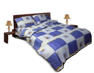 Олекотен спален комплект Памук син приста 150-220