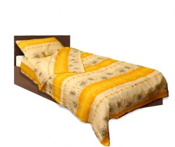 Спално бельо комплект Крепон жълт единиен 130-220